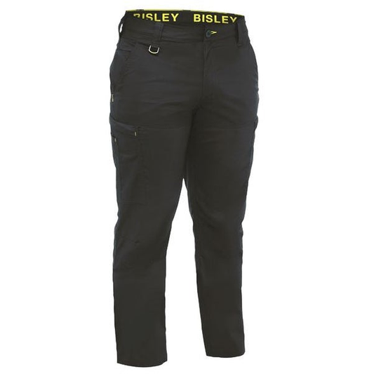 Black, lightweight, comfortable, Bisley BPC6152 Airflow™ Stretch Ripstop Lightweight Cargo Pants, front view