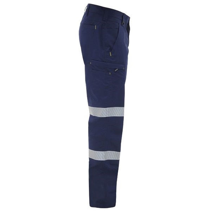 Bisley BPC6152T X Airflow™ Taped Stretch Ripstop Lightweight Cargo Pants, Side utility pockets, navy, side view