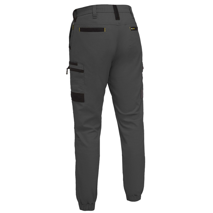 Bisley BPC6237 Flx & Move™ Elastic Waist Cargo Cuffed Pants, charcoal rear view