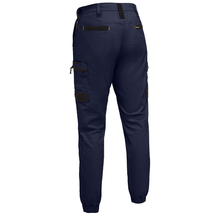 Bisley BPC6237 Flx & Move™ Elastic Waist Cargo Cuffed Pants, navy rear view