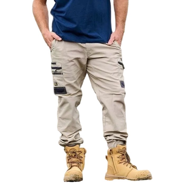 Bisley BPC6237 Flx & Move™ Elastic Waist Cargo Cuffed Pants, stone, model view