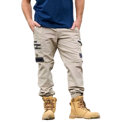 Bisley BPC6237 Flx & Move™ Elastic Waist Cargo Cuffed Pants, stone, model view