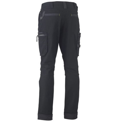 Black, rear view, Bisley BPC6330 Flex and Move Stretch Utility Zip Cargo Pants