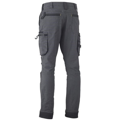 Charcoal grey, rear view, Bisley BPC6330 Flex and Move Stretch Utility Zip Cargo Pants