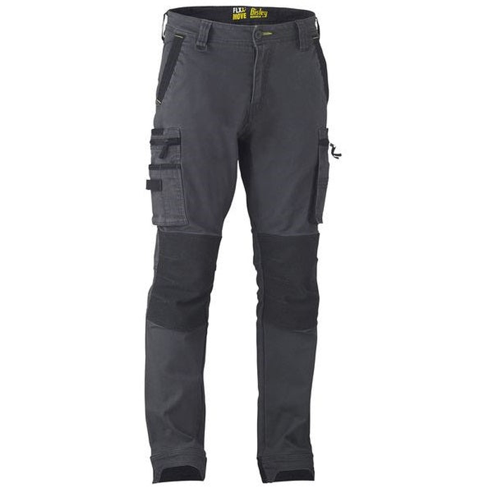Charcoal, front view, Bisley BPC6330 Flex and Move Stretch Utility Zip Cargo Pants