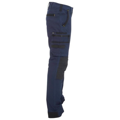 Navy blue, side view, multiple utility pockets, Bisley BPC6330 Flex and Move Stretch Utility Zip Cargo Pants