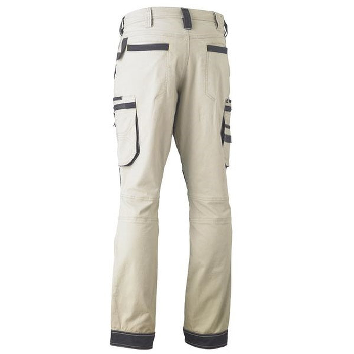 Stone coloured, rear view, Bisley BPC6330 Flex and Move Stretch Utility Zip Cargo Pants