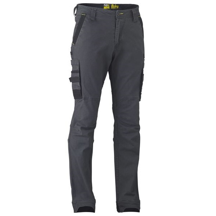 Charcoal grey, tradesman workwear, front view, Bisley BPC6331 Flex and Move Stretch Cargo Pants