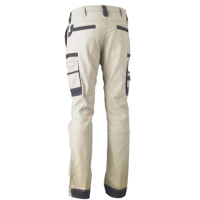 Bisley BPC6331 Flex and Move Stretch Cargo Pants, stone, rear view