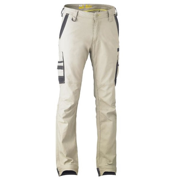 Stone, comfortable, multiple pockets, front view, Bisley BPC6331 Flex and Move Stretch Cargo Pants