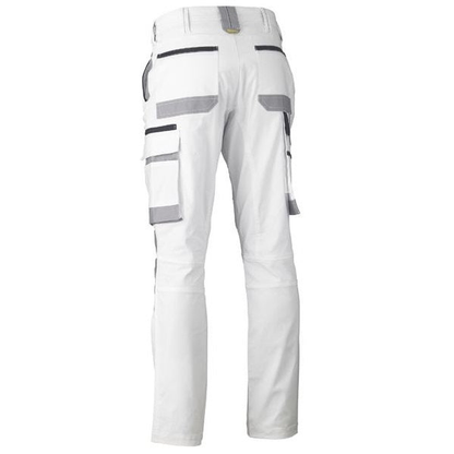 Mens, white, rear view, Bisley BPC6422 Painters Contrast Cargo Pants