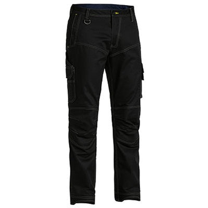 Black, side utility pockets, worksite, Bisley BPC6475 X-Airflow Cargo Pants, front view