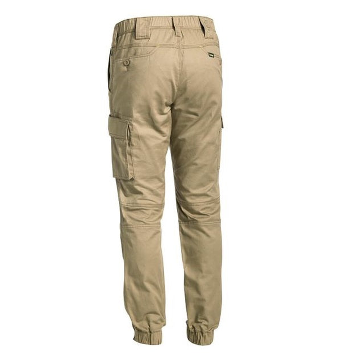 Mens khaki , rear view, Bisley BPC6476 Ripstop Stove Pipe Cargo Pants