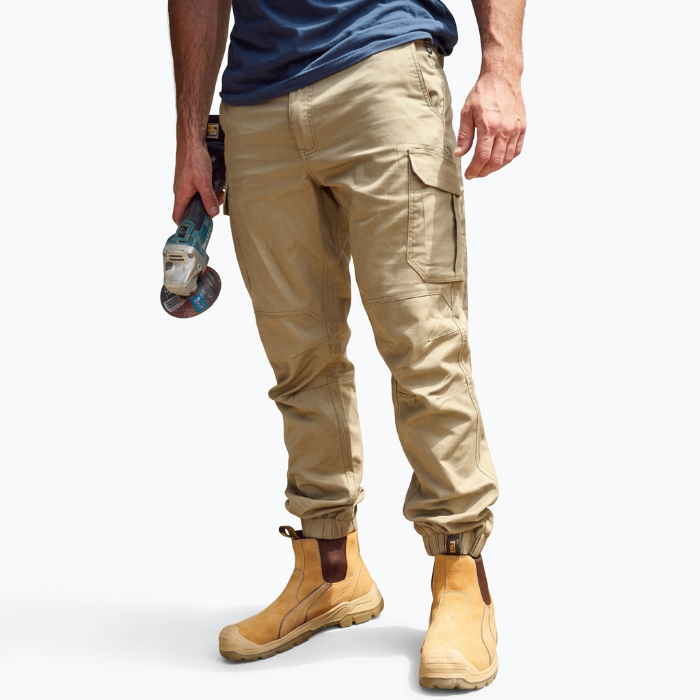 Bisley BPC6476 Ripstop Stove Pipe Cargo Pants, model khaki view