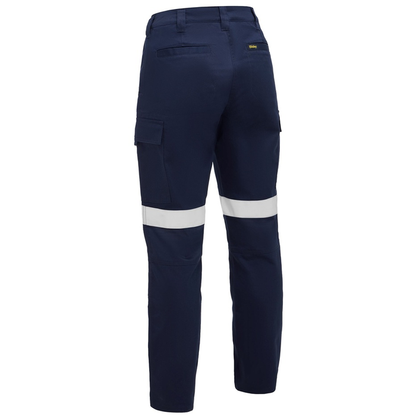 Bisley BPCL6126T Womens Taped Industrial Lightweight Cargo Pants, navy hi vis, rear view