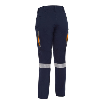 Bisley BPCL6150T Womens X Airflow™ Taped Vented Cargo Pants, navy/ orange, rear view