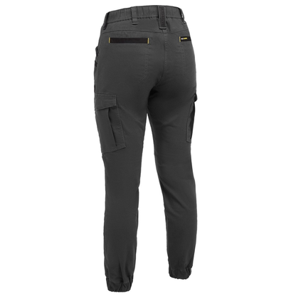 Bisley BPCL6237 Womens Flx & Move™ Elastic Waist Cargo Cuffed Pants, charcoal, rear view