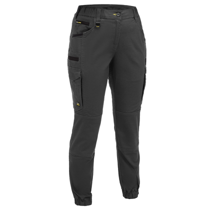 Charcoal, comfortable, everyday, Bisley BPCL6237 Womens Flx & Move™ Elastic Waist Cargo Cuffed Pants, front view