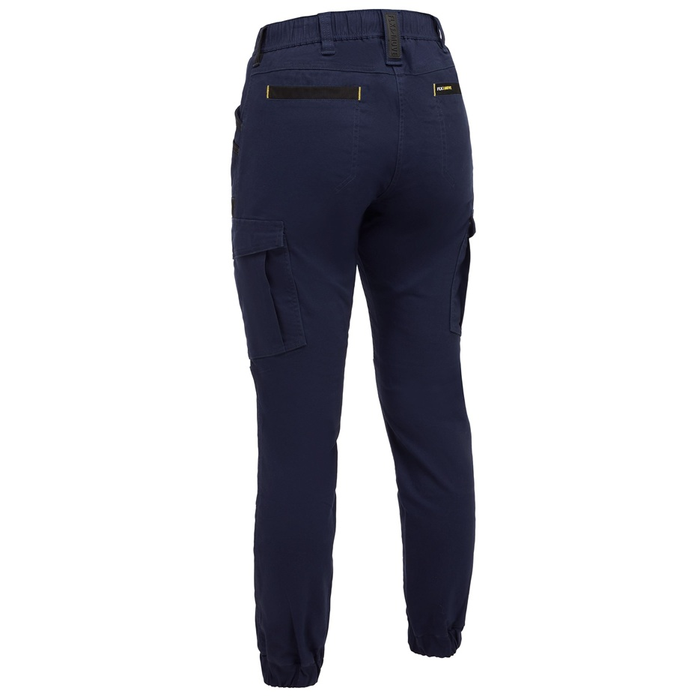 Navy blue, Bisley BPCL6237 Womens Flx & Move™ Elastic Waist Cargo Cuffed Pants, rear view