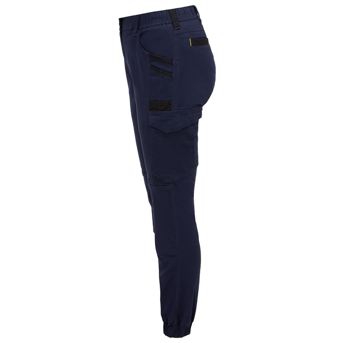 Bisley BPCL6237 Womens Flx & Move™ Elastic Waist Cargo Cuffed Pants, alternative side view, navy