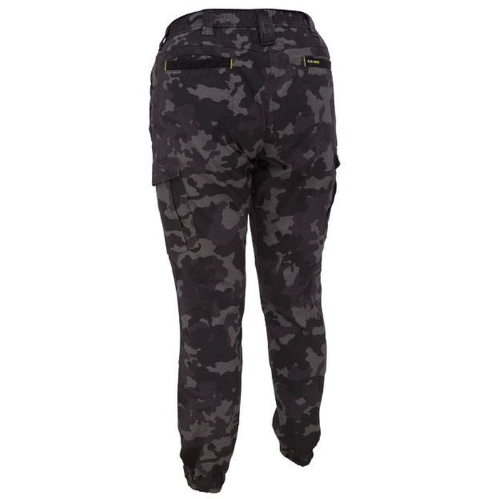 Bisley BPCL6337 Womens Flex and Move™ Stretch Cargo Pants Limited Edition, charcoal grey camo, rear view
