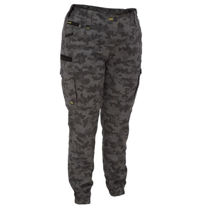 Bisley BPCL6337 Womens Flex and Move™ Stretch Cargo Pants Limited Edition, charcoal honeycomb, front view, mid rise, flattering