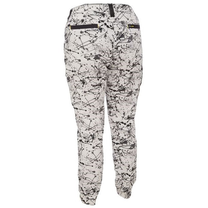 Grey paint splatter, Bisley BPCL6337 Womens Flex and Move™ Stretch Cargo Pants Limited Edition, rear view
