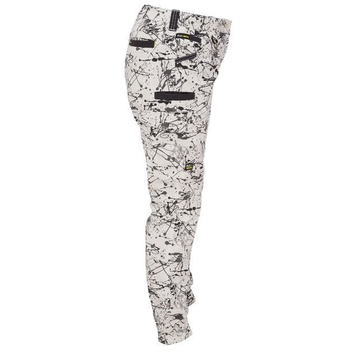 Bisley BPCL6337 Womens Flex and Move™ Stretch Cargo Pants Limited Edition, grey splatter white side view