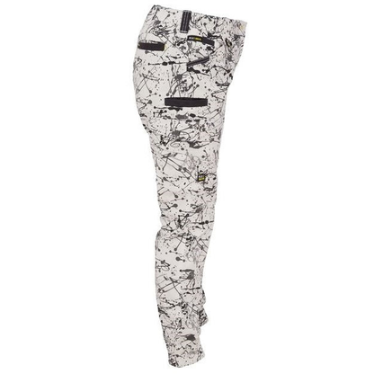 Bisley BPCL6337 Womens Flex and Move™ Stretch Cargo Pants Limited Edition, grey splatter white side view