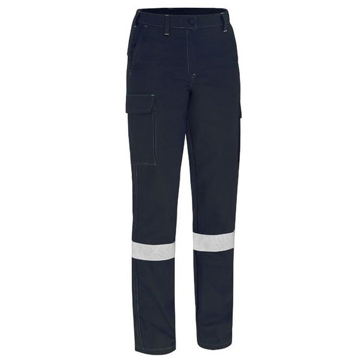 Navy blue, flame resistant, hi visibility, Bisley BPCL8580T Womens Apex 240 Taped FR Ripstop Cargo Pants, front view