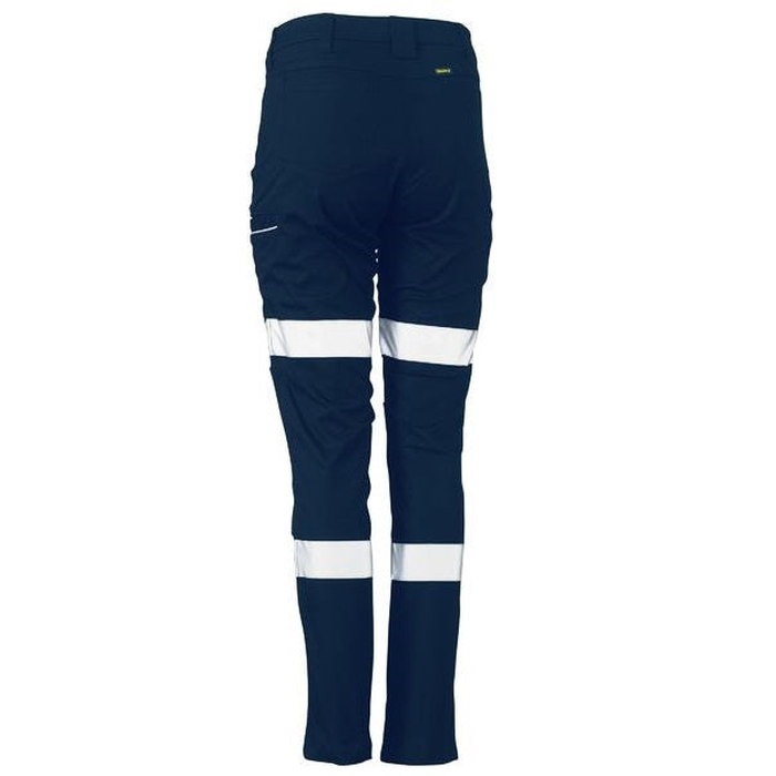 Rear view, navy, Bisley BPL6015T Womens Taped Stretch Cotton Pants