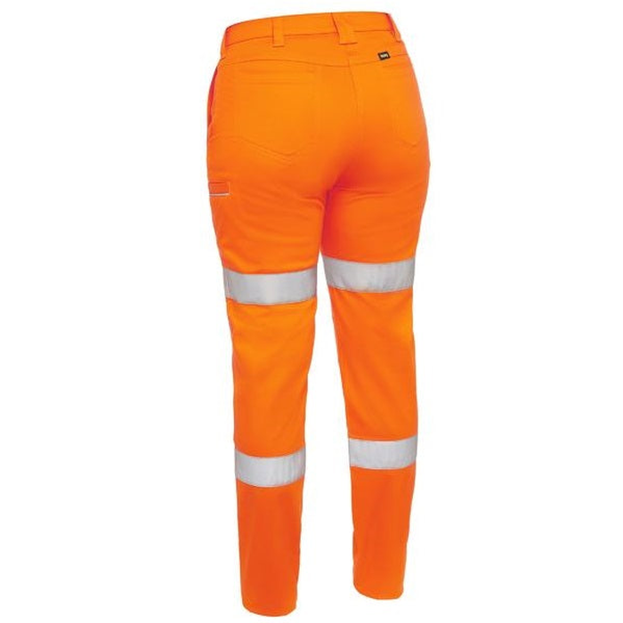 Orange, rear view, Bisley BPL6015T Womens Taped Stretch Cotton Pants