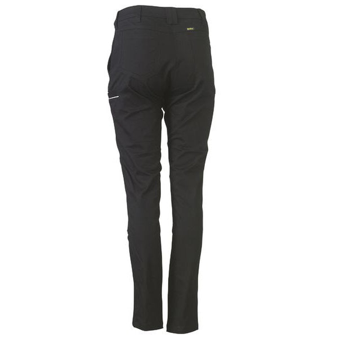 Black, rear view, Bisley BPL6015 Womens Mid Rise Stretch Cotton Pants