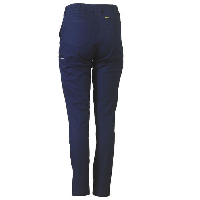 Rear view, navy, Bisley BPL6015 Womens Mid Rise Stretch Cotton Pants