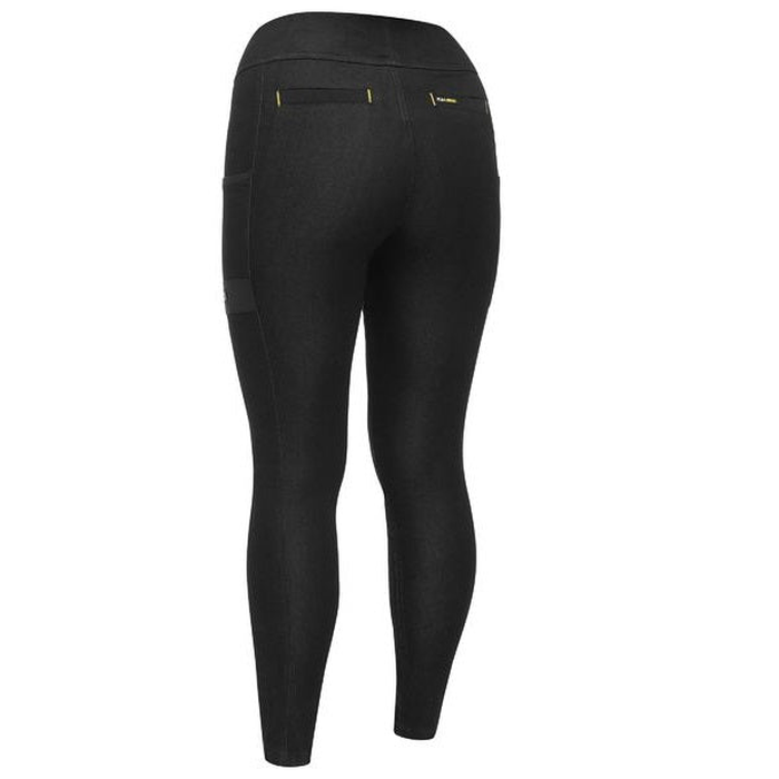 Bisley BPL6026 Womens Flex and Move Jegging, black denim ,back view with pockets