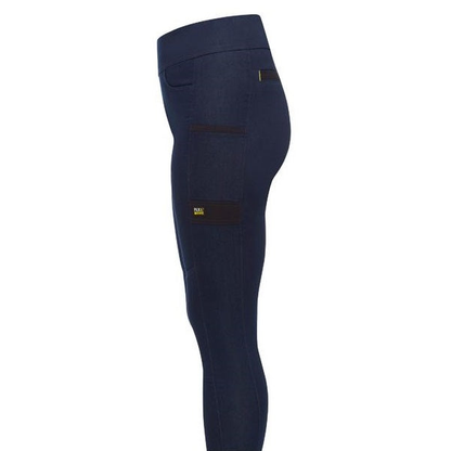 Bisley BPL6026 Womens Flex and Move Jegging, navy denim, side view, utililty pocket