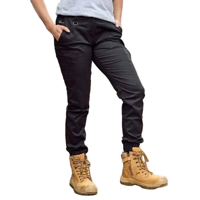 Model picture black, Bisley BPL6028 Womens Cotton Cargo Cuffed Pants