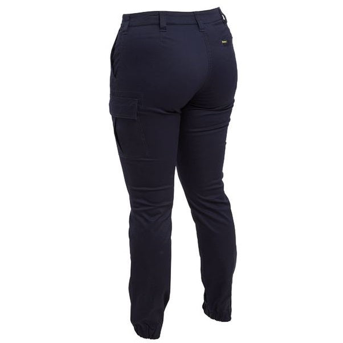 Bisley BPL6028 Womens Cotton Cargo Cuffed Pants, dark navy, rear view