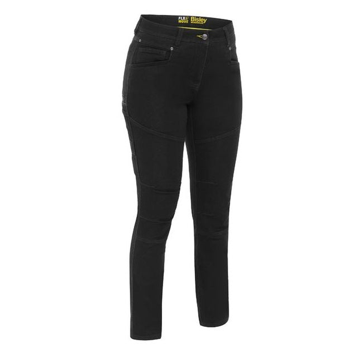 Black tapered leg, Bisley BPL6137 Women's Flx & Move™ Denim Jeans, front view