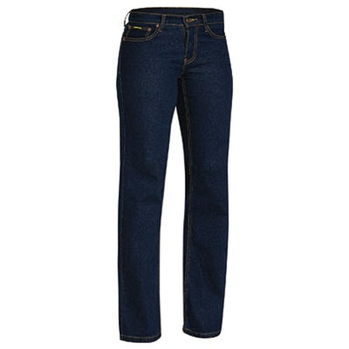 Navy denim, comfortable, Bisley BPL6712 Womens Rough Rider Stretch Jeans, front view