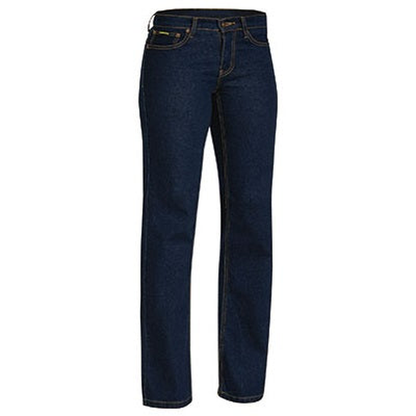 Navy denim, comfortable, Bisley BPL6712 Womens Rough Rider Stretch Jeans, front view
