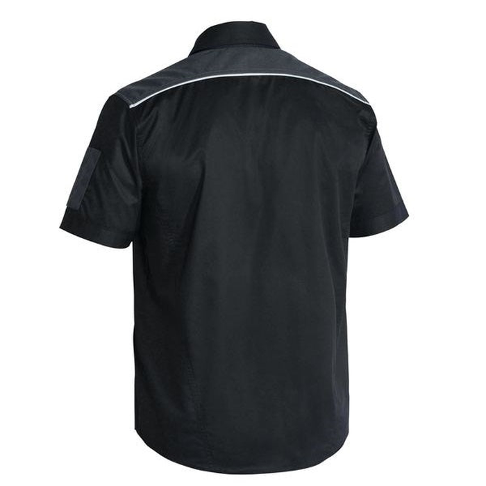 Bisley BS1133 Flex and Move Mechanical Stretch Short Sleeve Shirt, black, rear view