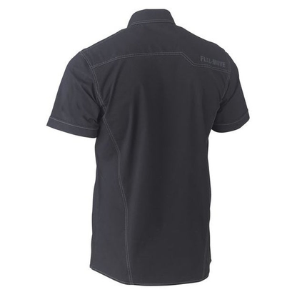 Black rear view, Bisley BS1144 Flex and Move Utility Work Short Sleeve Shirt