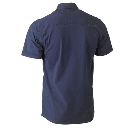 Navy, rear view, Bisley BS1144 Flex and Move Utility Work Short Sleeve Shirt