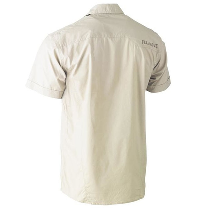 Stone, rear view, Bisley BS1144 Flex and Move Utility Work Short Sleeve Shirt