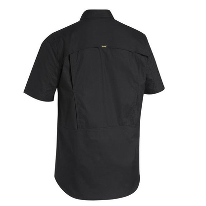 Bisley BS1414 X-Airflow Ripstop Mens Work Short Sleeve Shirt, black rear view