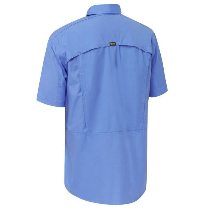 Bisley BS1414 X-Airflow Ripstop Mens Work Short Sleeve Shirt, blue, rear view