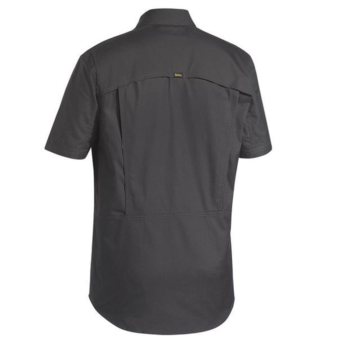 Bisley BS1414 X-Airflow Ripstop Mens Work Short Sleeve Shirt, charcoal, rear view