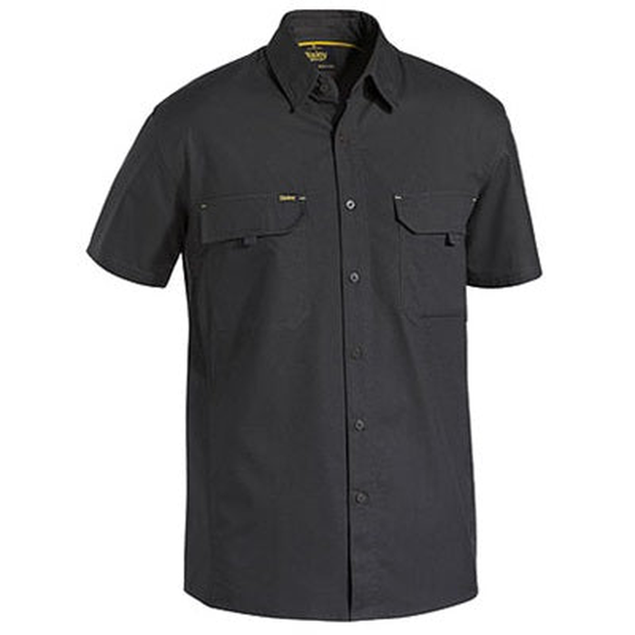Charcoal, front view, Bisley BS1414 X-Airflow Ripstop Mens Work Short Sleeve Shirt