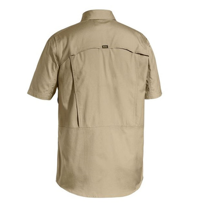 Bisley BS1414 X-Airflow Ripstop Mens Work Short Sleeve Shirt, khaki, rear view
